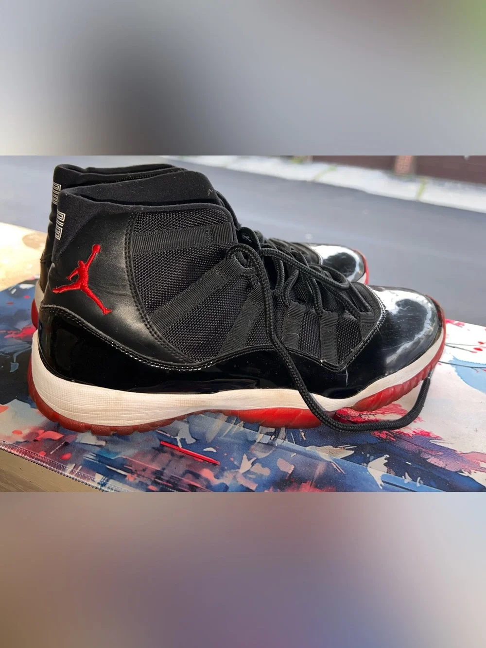 Jordan Black and Red Retro High-Top Sneakers